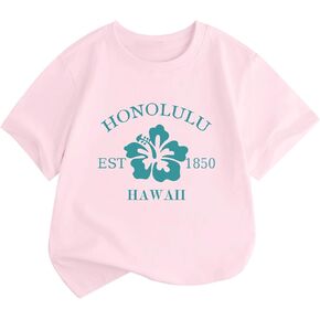Kids Hawaiian Shirts for Girls Hibiscus Flower Graphic Tshirts Cute Beach Shirt Preppy Aesthetic Tee Summer Tops in Kuwait
