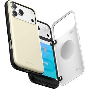 ممتص الصدمات للباب المغناطيسي من GOOSPERY متوافق مع حافظة iPhone 15، محفظة حامل للبطاقات سهلة الإغلاق التلقائي بمغناطيس وغطاء خلفي قوي للهاتف بطبقة مزدوجة - أزرق داكن in Kuwait