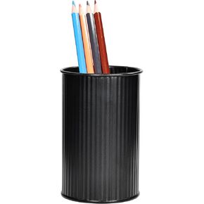 حامل أقلام معدني بتصميم أخدود عمودي، كوب منظم مكتبي متعدد الأغراض للأقلام وفرش المكياج والأواني والقشات والمزهرية الصغيرة، فضي in Kuwait