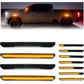 4-Piece Smoked Lens Dynamic Glow LED Side Marker Lights Kit for GMC Sierra 2500HD/3500HD 2020-2025 | Front & Rear Side Marker Lamp Assembly Replacement (Amber Light, Smoked Lens Style) in Kuwait