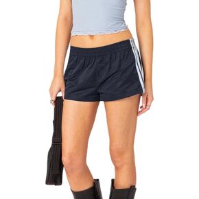 Owl's-Yard سراويل رياضية مخططة للنساء Y2k 3-Stripes مرونة الخصر سراويل قصيرة فضفاضة المرقعة تجريب العرق السراويل in Kuwait