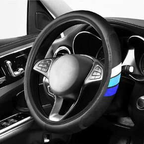 غطاء عجلة القيادة YOSRTER لسيارة Toyota Tacoma 4Runner Tundra TRD Camry Rav4 أغطية عجلة جلدية مضادة للانزلاق لملحقات عجلة القيادة Toyota متوافقة مع 14-15 بوصة (أبيض/أزرق/أزرق داكن) in Kuwait