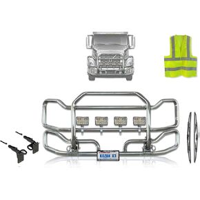 Front Grille Deer Moose Brush Bumper Guard Large Compatible with Volvo VNL 2018 and newer PLUS Bracket, Logo with Stripe, 4x 6" LED Headlights, Wipers, License Plate Holder and Frame, Vest in Kuwait