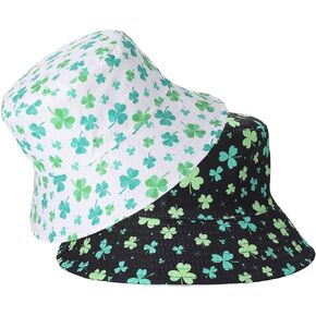 قبعة دلو عيد القديس باتريك ذات وجهين، قبعة دلو شامروك، قبعات أيرلندية، إكسسوارات المهرجانات الخضراء in Kuwait