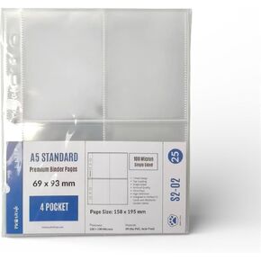 Meowcafe K-Keep A5 القياسية ذات الوجهين 4 جيوب قسط Kpop Photocard Binder Pages، 69x93mm، تناسب 66x91mm كم، حزمة من 25 in Kuwait