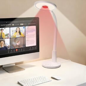 Glendan Desk Lamp for Home Office: Eye-Caring LED Red Light Desk Lamp, 10 Brightness & Flexible Gooseneck, Dimmable Desk Light with Memory & Timer, Table Lamp for Study, Bedroom in Saudi Arabia