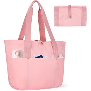 حقيبة حمل قابلة للطي بسحاب للنساء، حقيبة كتف خفيفة الوزن من النايلون 18 لتر للسفر، حقيبة شاطئ مقاومة للماء in Kuwait