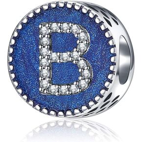 Christmas Letter Charms fits Pandora Bracelet 925 Sterling Silver Blue Enamel Initial A-Z Alphabet Beads (B) in Kuwait