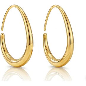 Women Gold Hoop Earrings,14K Gold Plated Hypoallergenic Small Hoop Earrings for Women, Daily Wear Gold Earrings Gift in Kuwait