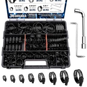 Hose Clamp Assortment 202PCS 304 Stainless Steel Hose Clamp Kit 1/4"–2"(6-51mm) Worm Gear Hose Clamps Heavy Duty Small Hose Clamps for Automotive Radiator Pipe,Plumbing,Fuel Line in Saudi Arabia