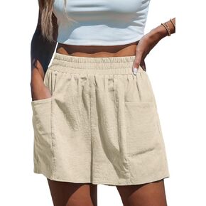CUPSHE Women High Waisted Straight Leg Summer Elastic Casual Lightweight Walking Shorts with Pocket in Saudi Arabia