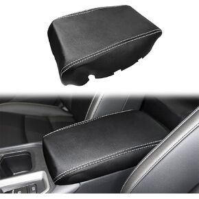 غطاء بديل لوحدة التحكم المركزية من RUIANTE لسيارة Nissan Sentra 7th Gen 2013-2019، مسند ذراع جلدي بديل لغطاء حماية ملحقات السيارة (أسود، الجزء الجلدي فقط) in Kuwait