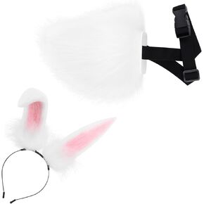 عصابة رأس وذيل أرنب من الفرو الصناعي مصنوعة يدويًا لمجموعة إكسسوارات أزياء عيد الفصح والهالوين in Kuwait