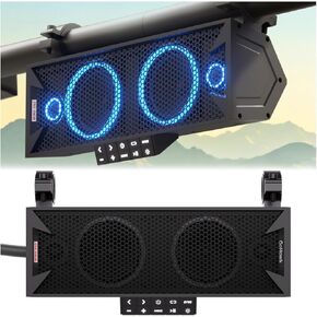 GoHawk 15 Inch UTV Sound Bar, Bluetooth ATV Soundbar with RGB Lights, IP66 Waterproof Golf Cart Sound Bar, SXS SoundBar Compatible with Polaris RZR Can-Am w/FM Radio, Fits 1.5"–2.25" Roll Cages in Kuwait