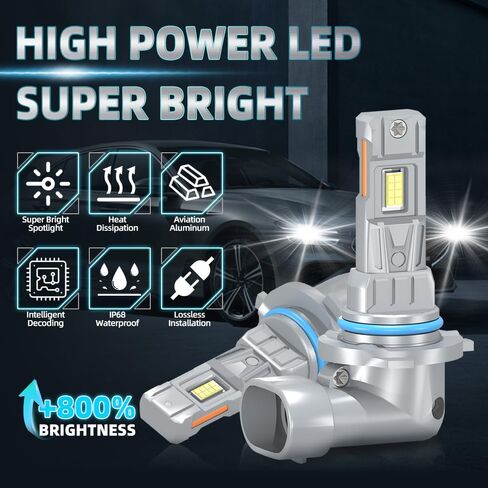Fit For Chrysler 200 300 2011 2012 2013 2014 2015 High Low Beam Light Bulbs, 1:1 Real Size, 6000K Cool White Lights, 20000LM 800% Brightnes, Plug n Play, Pack of 2 in Saudi Arabia