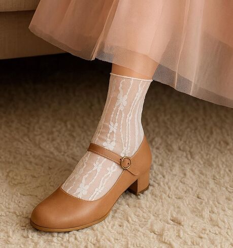 6 Pairs Ruffle Lace Socks, Ruffle Frilly Lolita Socks Women Sheer Slouch Sock Lace Mesh Novelty Decorated Ideal for Lolita Princess Dress Accessories, Nylon Loose Ankle High Comfortable & Stylish in Saudi Arabia