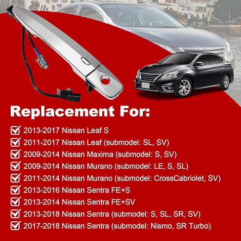 FAERSI Exterior Chrome Door Handle Front Left Driver Side, Compatible with Nissan Sentra 2013-2018, Murano Maxima 2009-2014, Nissan Leaf 2011-2017 Replace#806469N00A 806451AA0A in Saudi Arabia