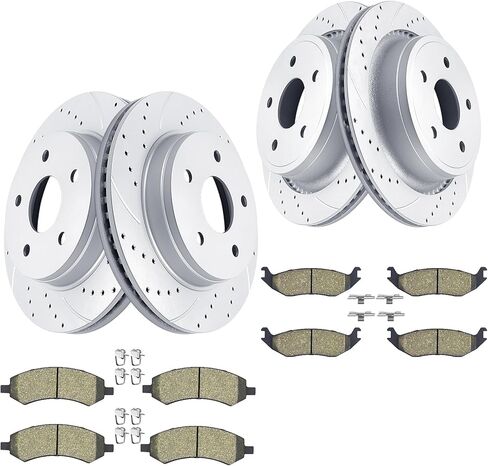 دوارات الفرامل الأمامية والخلفية سيراميك مكابح الشاحنة والسحب طقم فرامل محفورة ومشقوقة لدودج رام 1500 دورانجو كرايسلر أسبن 5 LUG in Kuwait