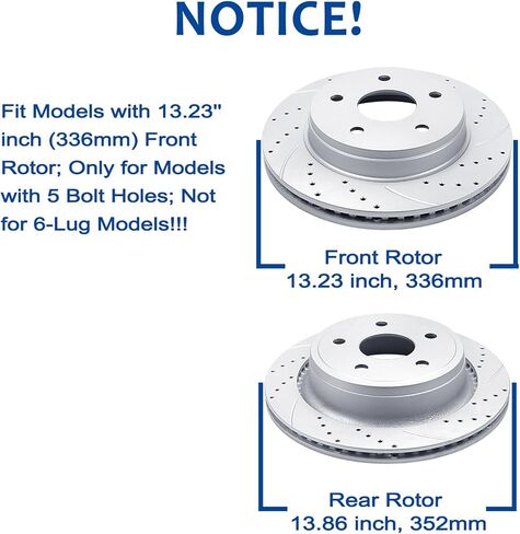 دوارات الفرامل الأمامية والخلفية سيراميك مكابح الشاحنة والسحب طقم فرامل محفورة ومشقوقة لدودج رام 1500 دورانجو كرايسلر أسبن 5 LUG in Kuwait