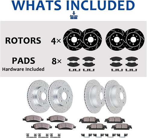 دوارات الفرامل الأمامية والخلفية سيراميك مكابح الشاحنة والسحب طقم فرامل محفورة ومشقوقة لدودج رام 1500 دورانجو كرايسلر أسبن 5 LUG in Kuwait