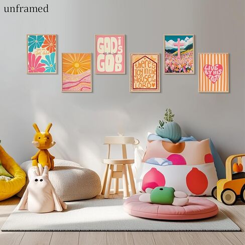 5pcs Orange Trendy Christian Wall Art Retro Boho Bible Verse Canvas Prints Colorful Faith Wall Decor Cute Preppy Scripture Pictures Painting For Teen Girls Church Youth Group 8x10in Unframed Poster in Saudi Arabia
