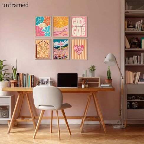 5pcs Orange Trendy Christian Wall Art Retro Boho Bible Verse Canvas Prints Colorful Faith Wall Decor Cute Preppy Scripture Pictures Painting For Teen Girls Church Youth Group 8x10in Unframed Poster in Saudi Arabia
