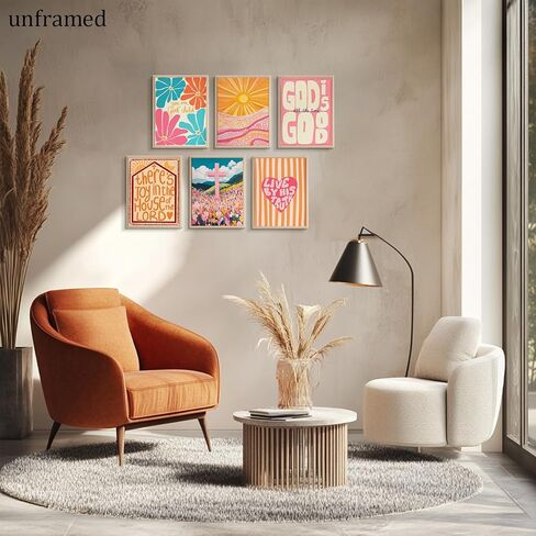 5pcs Orange Trendy Christian Wall Art Retro Boho Bible Verse Canvas Prints Colorful Faith Wall Decor Cute Preppy Scripture Pictures Painting For Teen Girls Church Youth Group 8x10in Unframed Poster in Saudi Arabia