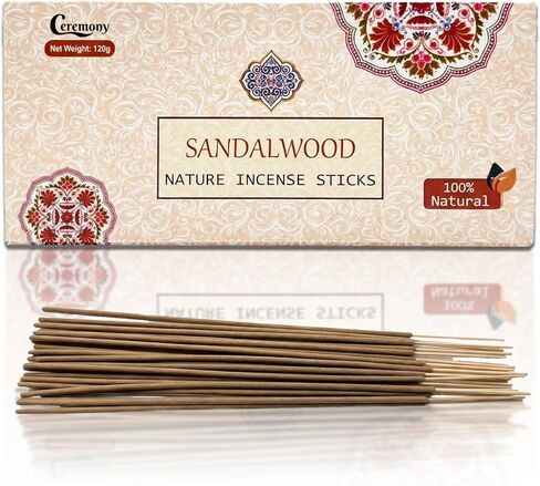 Ceremony Sandalwood Incense Sticks, 120 Sticks Pack, 100%-Charcoal-Free Natural-Handmade Incense, Purification,Relaxation,Positivity, Icense for Yoga Meditation (120g) Full Size in Saudi Arabia