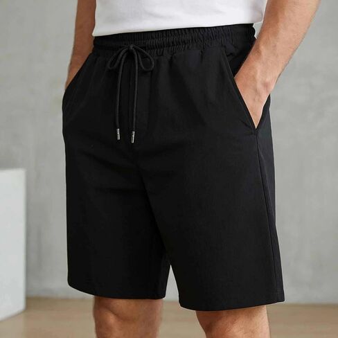 Men's Casual Slim Fit Shorts Knee Length Elastic Waist Drawstring Everyday Versatile in Saudi Arabia