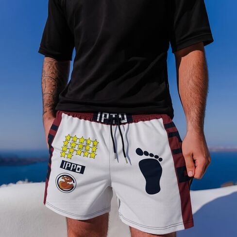 Street Casual Men's Shorts, Anime Printed Trendy Shorts, Fitness and Sports Beach Shorts White in Saudi Arabia