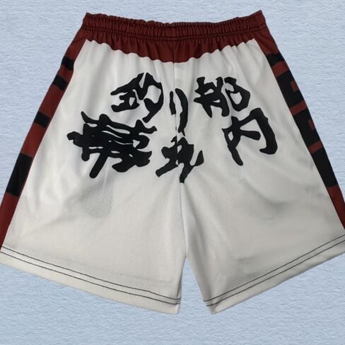 Street Casual Men's Shorts, Anime Printed Trendy Shorts, Fitness and Sports Beach Shorts White in Saudi Arabia