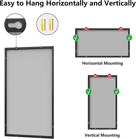 Bathroom Mirror 30"x55" Matte Black Rectangle Bathroom Wall Mirror for Over Sink, Modern Large Vanity Mirror, HD Tempered Glass, Anti-Rust Aluminum Alloy Frame, for Living Room, Bedroom, Entryway in Kuwait