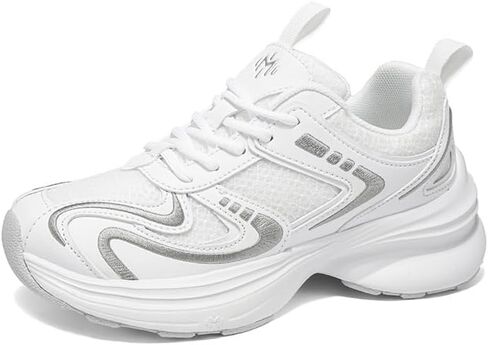 أحذية رياضية مكتنزة للنساء - أحذية رياضية للأب - أحذية رياضية بيضاء أنيقة - أحذية مشي مريحة للنساء in Kuwait