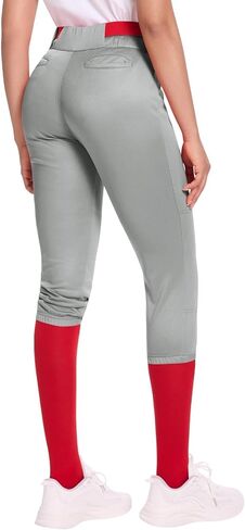 Dreammonkey Women's Softball Pants Low-Rise 3/4 Tapered Leg with Dual-Layer Knee Protection for Baseball Fastpitch in Kuwait