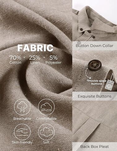 PJ PAUL JONES Mens Linen Shirt Short Sleeve Button Down Business Casual Dress Shirts Cotton Summer Beach Shirts with Pocket in Saudi Arabia