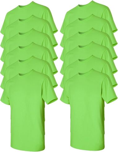 Gildan Men's Heavy Cotton Tee (Pack of 12), Lime, Large in Saudi Arabia