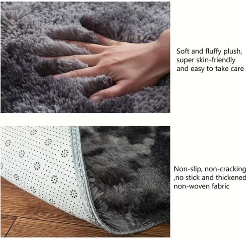 Soft Plush Area Rugs, Non-Slip Fuzzy Shag Plush Soft Shaggy Bedside Rug, Tie-Dyed Living Room Carpet, Bedroom Living Room Rug,1pc, Room Decor,Tie Dye Gray,(19.7x31.5inches) in Saudi Arabia