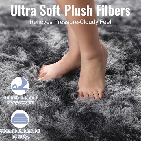 Soft Plush Area Rugs, Non-Slip Fuzzy Shag Plush Soft Shaggy Bedside Rug, Tie-Dyed Living Room Carpet, Bedroom Living Room Rug,1pc, Room Decor,Tie Dye Gray,(19.7x31.5inches) in Saudi Arabia