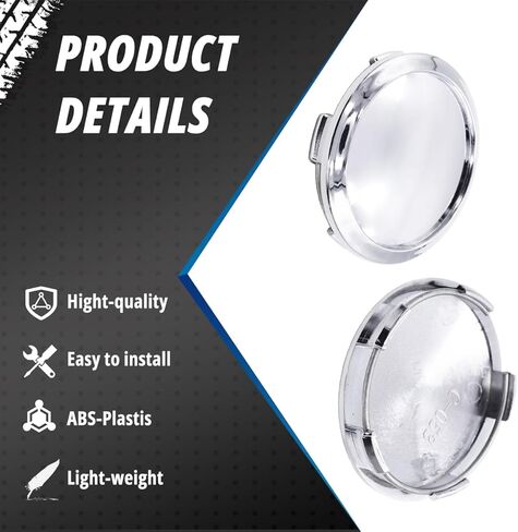4 Pack Wheel Center Caps Kit, OD 64 mm / 2.52 inch ID 60 mm / 2.36 inch Hub Caps, Snap-in Replaces C-053 Chrome ABS-Plastic Rim Covers in Saudi Arabia