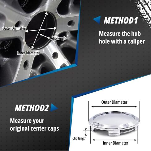 4 Pack Wheel Center Caps Kit, OD 64 mm / 2.52 inch ID 60 mm / 2.36 inch Hub Caps, Snap-in Replaces C-053 Chrome ABS-Plastic Rim Covers in Saudi Arabia