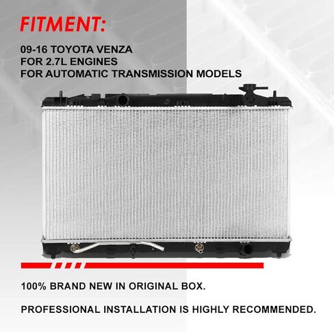 Auto Dynasty Radiator Compatible with 2009-2016 Toyota Venza 2.7L AT, DPI 13090 Factory Style 1-Row Cooling Radiator, Aluminum Core in Saudi Arabia