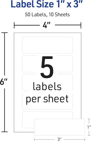 Avery No-Iron Fabric Labels, 1" x 3", Washer and Dryer-Safe Waterproof Labels, Non-Printable, 50 Total (40725) in Kuwait