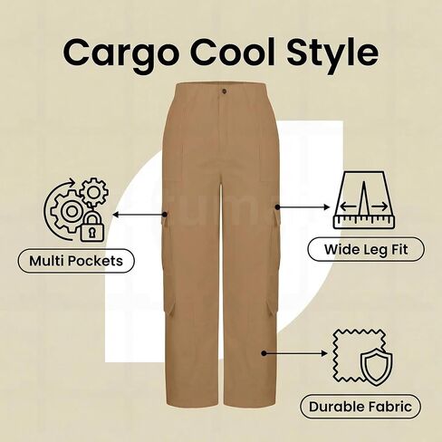 Womens Cargo Pants Elastic Waisted Hiking Pant Athletic Casual High Waist Straight Leg Trousers with Multi Pockets in Saudi Arabia