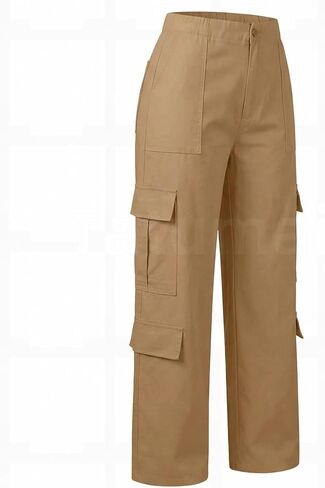 Womens Cargo Pants Elastic Waisted Hiking Pant Athletic Casual High Waist Straight Leg Trousers with Multi Pockets in Saudi Arabia