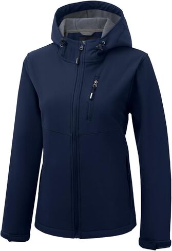 FARVALUE Womens Lightweight Softshell Jacket Hooded Waterproof Windproof Coat Fleece Lined Insulated Winbreaker Hiking in Kuwait