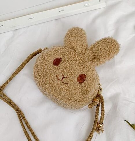 Girl's Cute Cartoon Rabbit Coin Purse Crossbody Bag Wallets for Kids Fun Shoulder Bag for Shopping Outings (Khaki) in Saudi Arabia