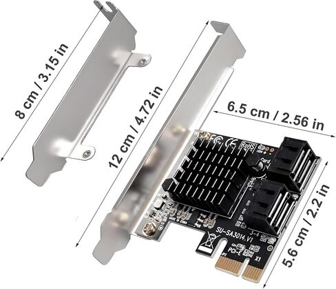 بطاقة SATA، 4 منافذ مع 4 كابلات SATA، بطاقة توسيع وحدة تحكم SATA مع حامل منخفض المستوى، غير رائد، التمهيد كقرص نظام، دعم 4 أجهزة SATA 3.0 in Kuwait