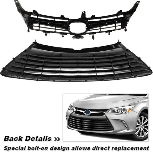 Front Bumper Upper & Lower Grille Assembly Fit For 2015 2016 2017 Toyota Camry LE/XLE/Hybrid LE/Hybrid XLE Front Grille Replace for 5311206260, 5310106441 in Saudi Arabia