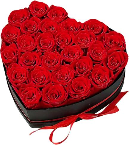 Preserved Roses Heart Shape Box Valentines Day Gifts for Her Mothers Day Forever Flowers (Red, 16 Roses) in Saudi Arabia