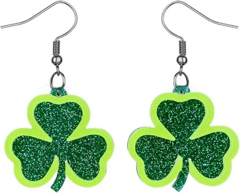 أقراط عيد القديس باتريك للنساء، هدايا المهرجان الأيرلندي شامروك متدلية لعيد القديس باتريك البرسيم الأخضر إكسسوارات حلق الحظ السعيد in Kuwait